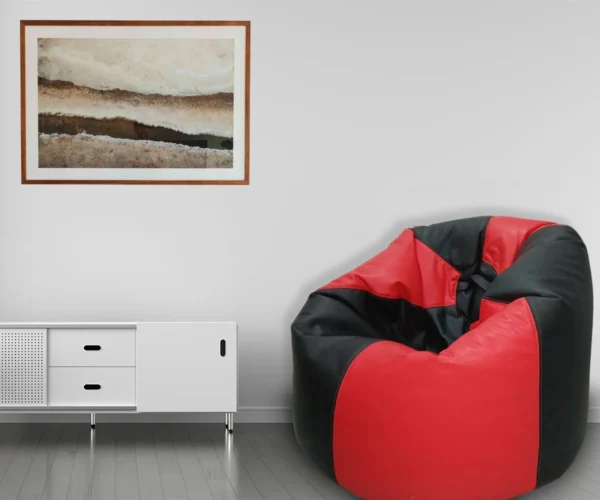 Black, Red Leather Bean Bag