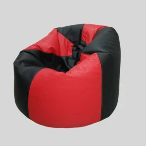 Black & Red Leather Bean Bag Chair – Premium Stylish Seating for Living Room & Gaming