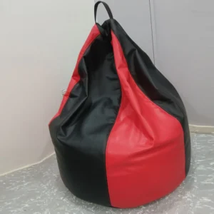 Black, Red Leather Bean Bag
