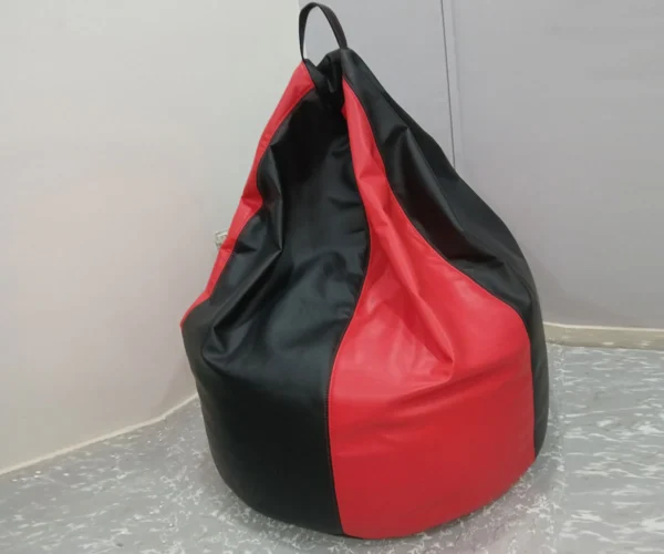 Black, Red Leather Bean Bag - Image 2