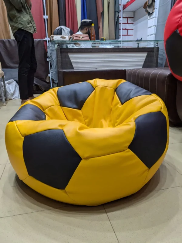 Beans Bag Football Shape In Mellinium Yellow With Black Contrast - Image 2