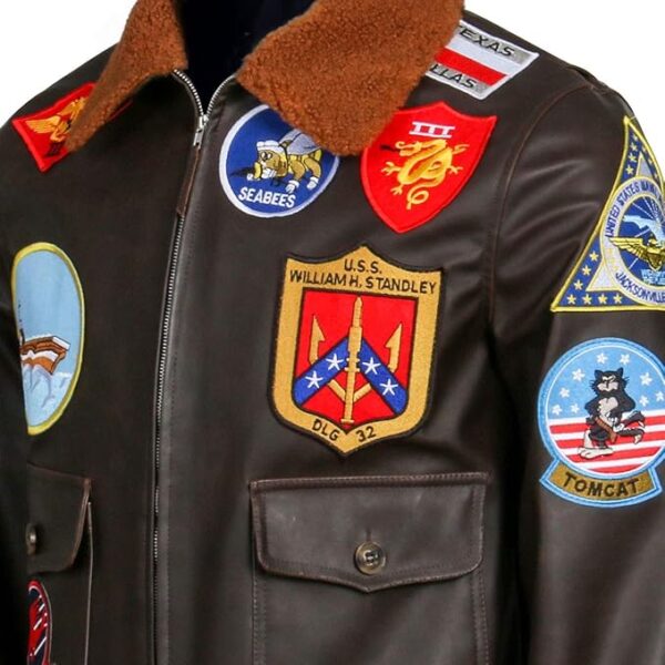 Men's Brown Aviator Jacket - Top Gun 2 Maverick Inspired Mild Cow Leather Pilot Coat With Warm Collar And Windbreaker Style - Image 6