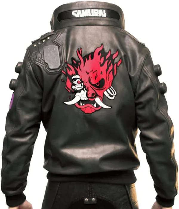 Men's Brown Leather Bomber Jacket - Cyberpunk Cosplay Inspired Gaming Fashion - Image 8