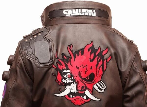 Men's Brown Leather Bomber Jacket - Cyberpunk Cosplay Inspired Gaming Fashion - Image 7