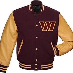 Washington Commanders Varsity Jacket For Men – Premium Wool & Faux Leather