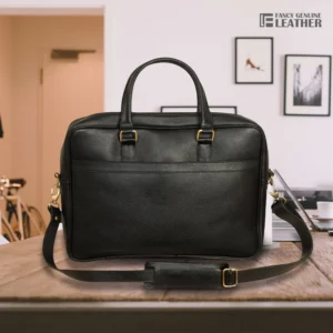Stylish Black Leather Laptop Bag