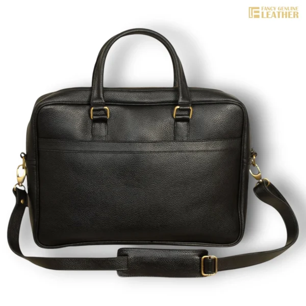 Stylish Black Leather Laptop Bag - Image 2
