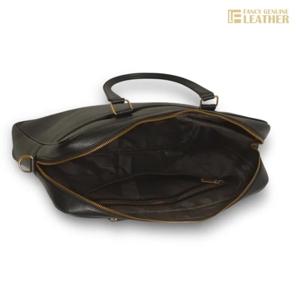 Stylish Black Leather Laptop Bag - Image 4