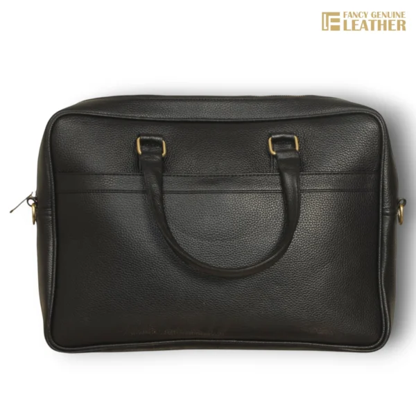Stylish Black Leather Laptop Bag - Image 3