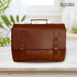Vintage Brown Leather Messenger Laptop Bag