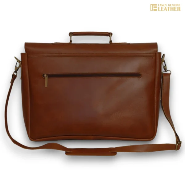Vintage Brown Leather Messenger Laptop Bag - Image 2