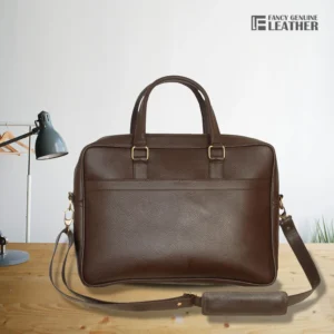 Elegant Brown Leather Laptop Handbag Perfect For Work & Travel