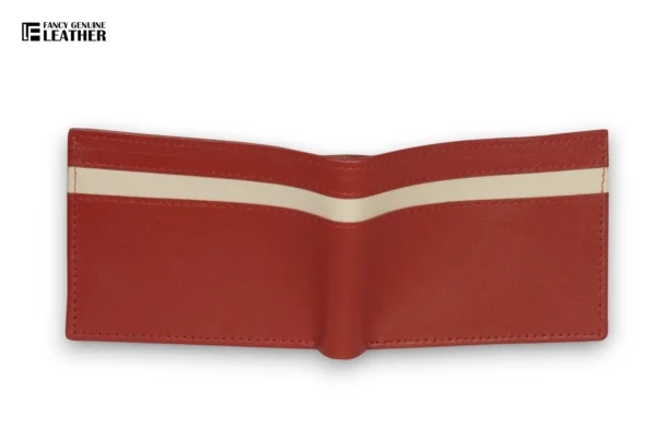 Men's Red & Beige Leather Wallet – Stylish & Functional - Image 2