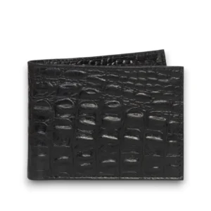 Men’s Black Crocodile-Textured Leather Wallet – Luxury & Elegance
