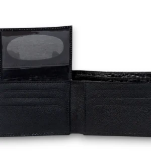 Men’s Black Crocodile-Textured Leather Wallet – Luxury & Elegance