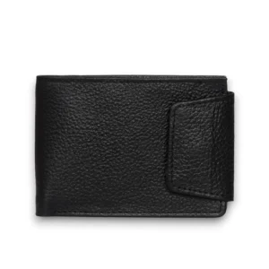 Men’s Black Leather Wallet With Snap Closure – Elegant & Secure