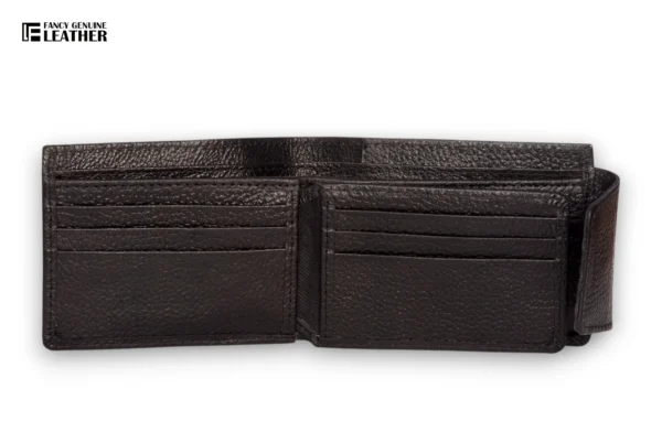 Men's Black Leather Wallet With Snap Closure – Elegant & Secure - Image 3