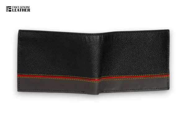 Black With Red Liner Perfect Mens Leather Wallet - Image 2