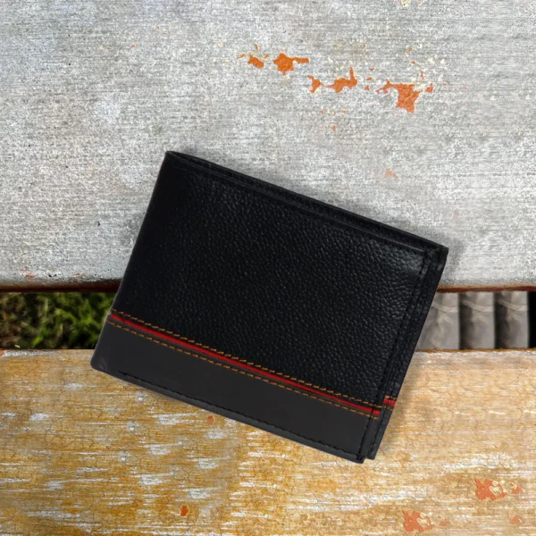 Black With Red Liner Perfect Mens Leather Wallet