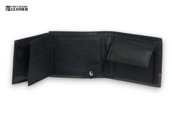 Black With Red Liner Perfect Mens Leather Wallet - Image 3