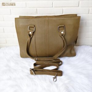 Olive Green Genuine Leather Tote Bag for Women | Versatile & Stylish Handbag
