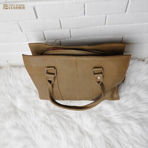 Olive Green Genuine Leather Tote Bag for Women | Versatile & Stylish Handbag - Image 3