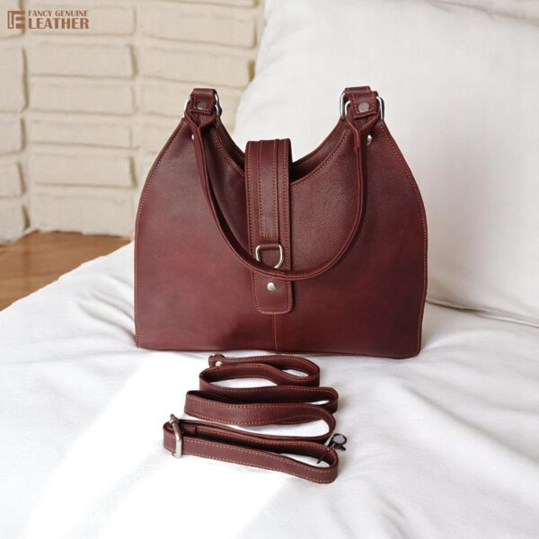 Elegant Brown Genuine Leather Shoulder Bag – Multipurpose, Handcrafted | Fancy Genuine Leather