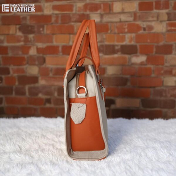 Elegant Beige and Tan Genuine Leather Handbag | Fancy Genuine Leather - Image 4