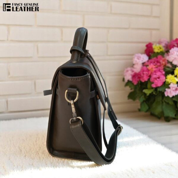 Classic Dark Brown Genuine Leather Handbag – Luxury Women's Handbag & Shoulder Purse - Image 4