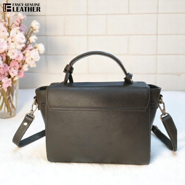 Classic Dark Brown Genuine Leather Handbag – Luxury Women's Handbag & Shoulder Purse - Image 3