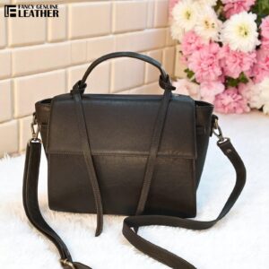 Classic Dark Brown Genuine Leather Handbag – Luxury Women’s Handbag & Shoulder Purse