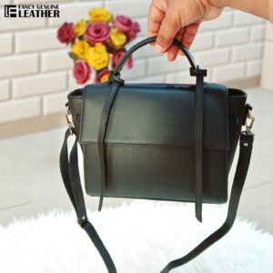Classic Dark Brown Genuine Leather Handbag – Luxury Women’s Handbag & Shoulder Purse