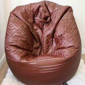 Printed Dark Brown Synthetic Leather Bean Bag Chair – Elegant & Comfortable Seating