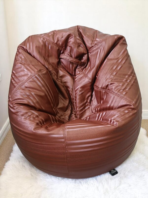 Printed Dark Brown Synthetic Leather Bean Bag Chair – Elegant & Comfortable Seating - Image 2