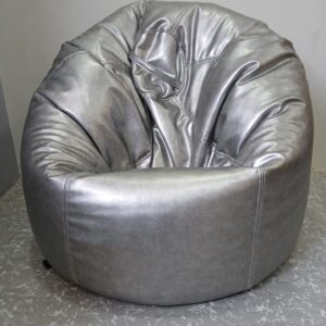 Luxury Synthetic Leather Bean Bag Chair – Metallic Gray Lounge Seating