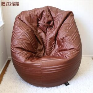 Printed Dark Brown Synthetic Leather Bean Bag Chair – Elegant & Comfortable Seating