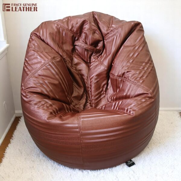 Printed Dark Brown Synthetic Leather Bean Bag Chair – Elegant & Comfortable Seating