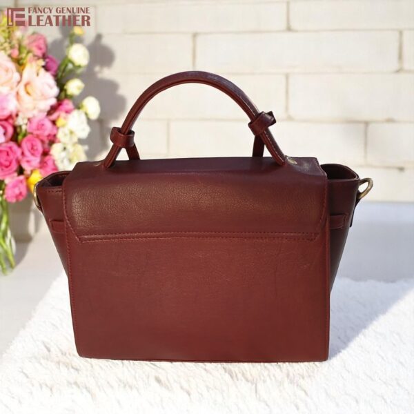 Elegant Maroon Genuine Leather Handbag – Premium Designer Crossbody & Shoulder Bag for Women - Image 3