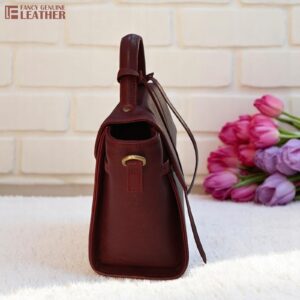 Elegant Maroon Genuine Leather Handbag – Premium Designer Crossbody & Shoulder Bag for Women