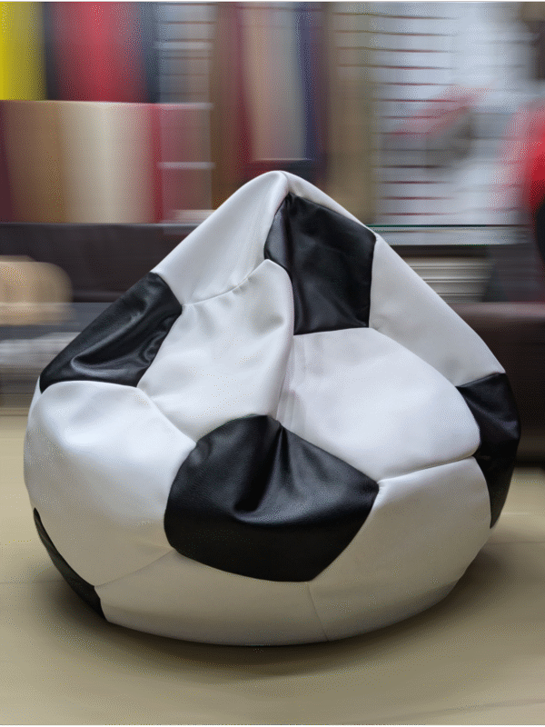 Black and white football soccer ball bean bag cover in synthetic leather specially designed for football lover's - Image 3