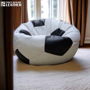 Black and white football soccer ball bean bag cover in synthetic leather specially designed for football lover’s