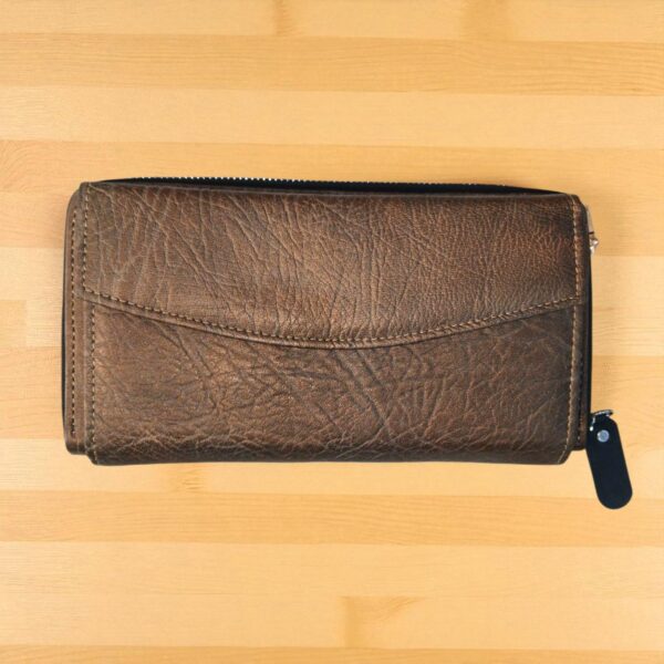 Brown Crocodile Style Genuine Leather Ladies Clutch – Multi-Functional Wallet - Image 5