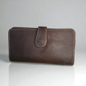 Ladies Dark Brown Genuine Leather Hand Clutch – Strik Style, Multi-Functional & Multi-Compartment