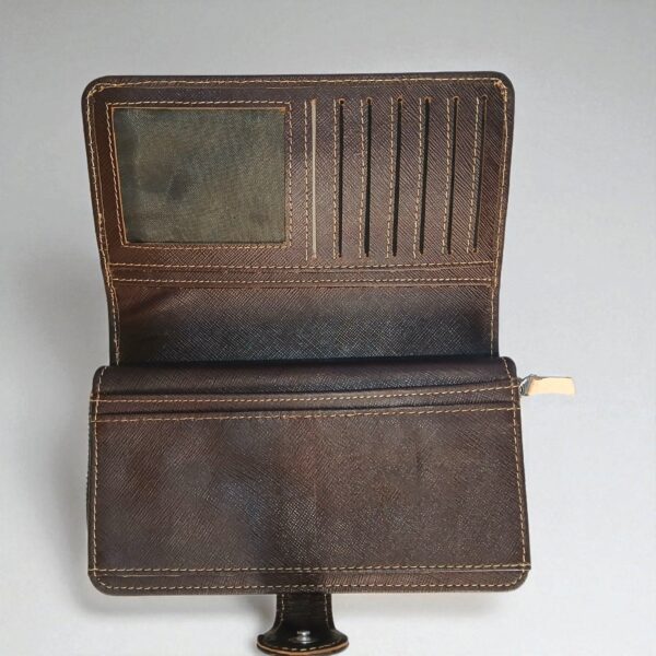 Ladies Dark Brown Genuine Leather Hand Clutch – Strik Style, Multi-Functional & Multi-Compartment - Image 7
