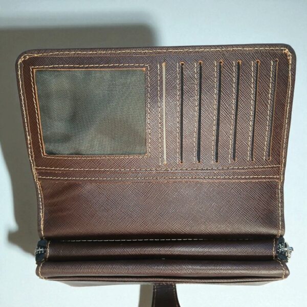 Ladies Dark Brown Genuine Leather Hand Clutch – Strik Style, Multi-Functional & Multi-Compartment - Image 5