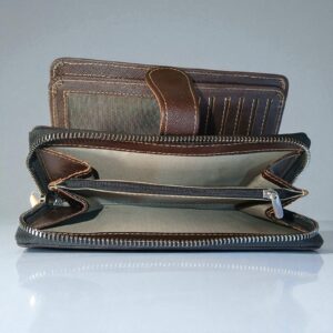 Ladies Dark Brown Genuine Leather Hand Clutch – Strik Style, Multi-Functional & Multi-Compartment