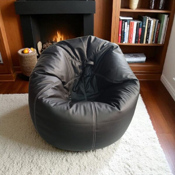 Black in White Stitching Bean Bag Chair Cover – Customizable Synthetic Leather, No Filling, Modern Lounge Seating (without filling) - Image 3