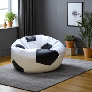 Black and white football soccer ball bean bag cover in synthetic leather specially designed for football lover’s