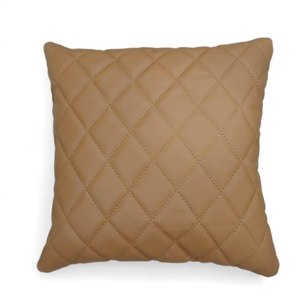Quilted 2 Set Cushion Cover in Diamond Stitching – Cagnac Orange Genuine Leather Size 16x16 Inches | Handmade Leather Pillow Cover | Home Decor - Image 4