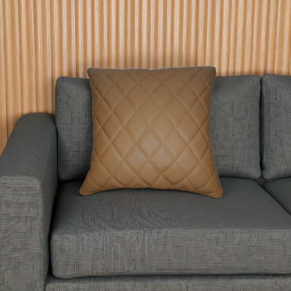 Quilted 2 Set Cushion Cover in Diamond Stitching – Cagnac Orange Genuine Leather Size 16x16 Inches | Handmade Leather Pillow Cover | Home Decor - Image 9